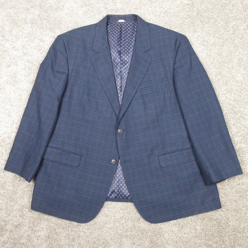Oak Hill Jacket Mens 2XL Blue Plaid Blazer Performance Viscose Business Formal